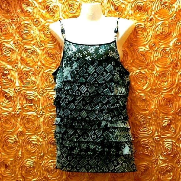 2/$60😆LAPIS Black & White Blouse Top NWOT Size L - Picture 1 of 13